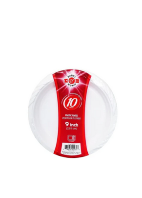 Prato plástico branco - 9 inch - caixa c/12