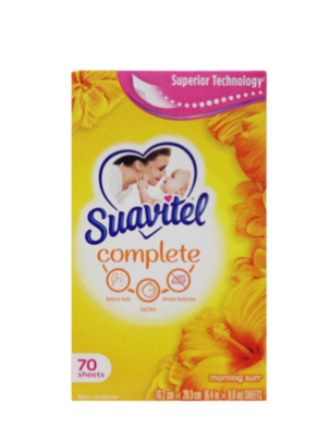 Lenços amaciantes de roupas - Suavitel  manhã de sol - Caixa com 70 unidades