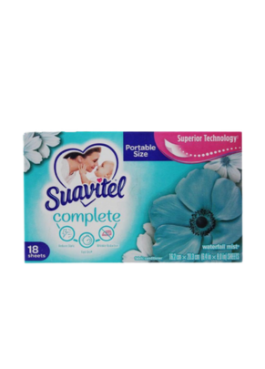 Lenços amaciantes de roupas - Suavitel  Waterfall mist - Caixa com 18 unidades